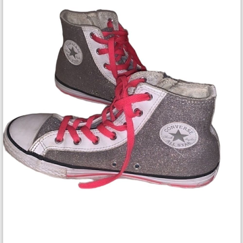 Converse  Gray/Sparkly Shoes SZ 5